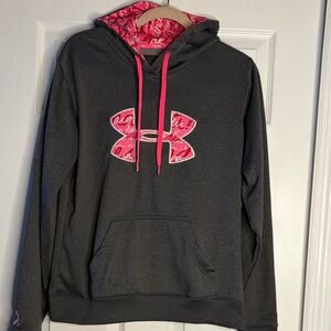 Under Armour Cancer Survivor Charcoal Hoodie with Vibrant Pink Accents sz large